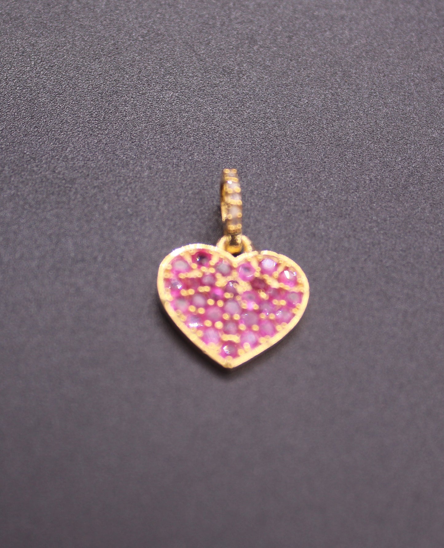 Small Ruby and Diamond Heart Charm