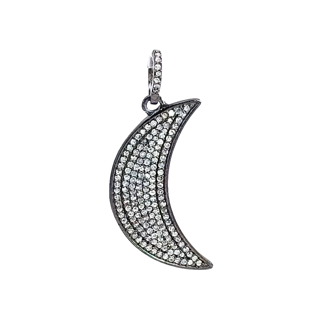 Pave Crescent Moon Design Diamond Pendant