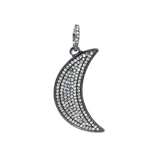 Pave Crescent Moon Design Diamond Pendant