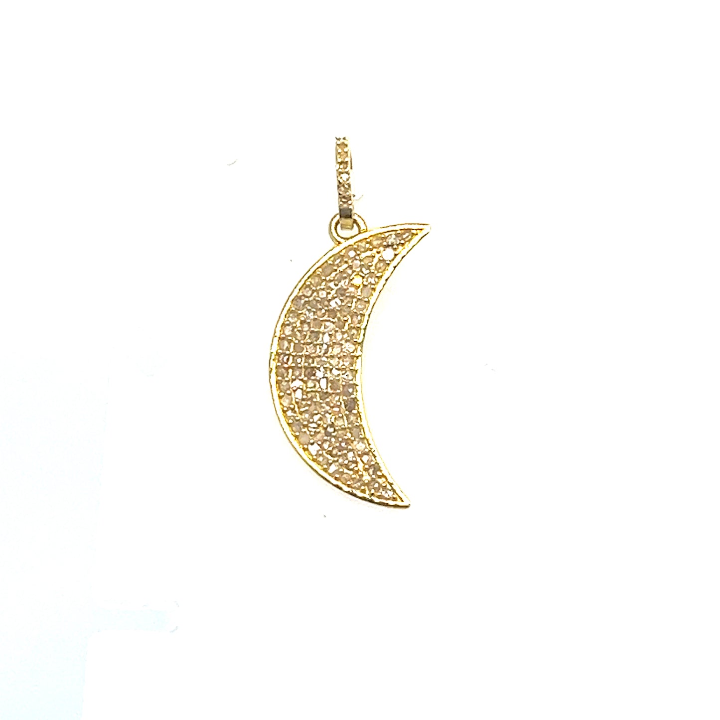 Pave Crescent Moon Design Diamond Pendant