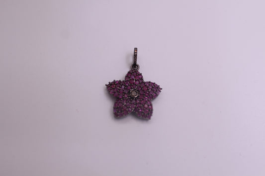 FLOWER DIAMOND AND RUBY PENDANT