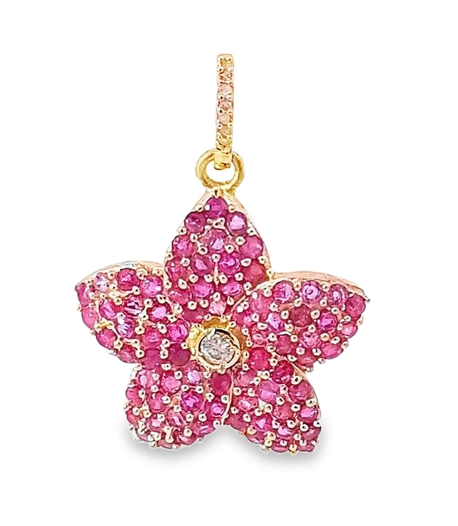 FLOWER DIAMOND AND RUBY PENDANT