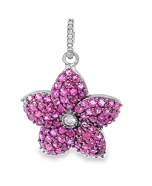 FLOWER DIAMOND AND RUBY PENDANT