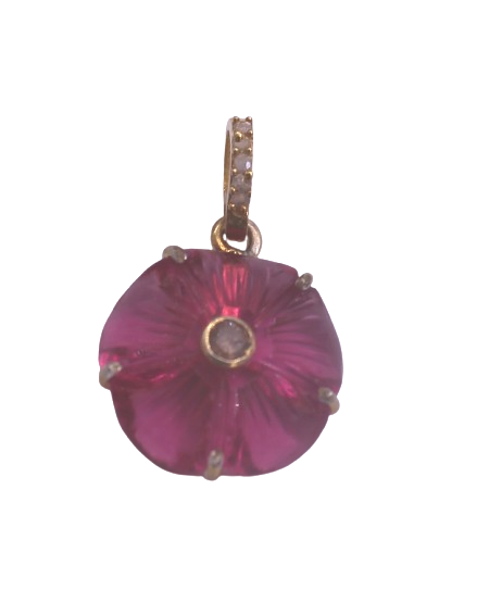 Tourmaline & Diamond Flower Pendant