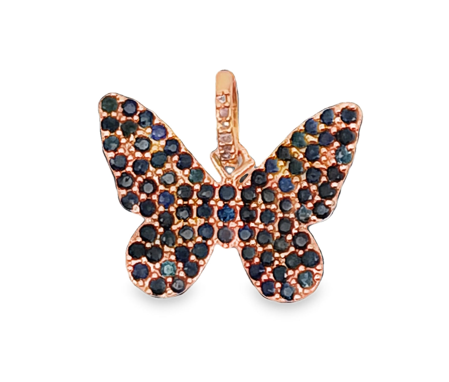Blue Sapphire & Diamond Butterfly Pendant