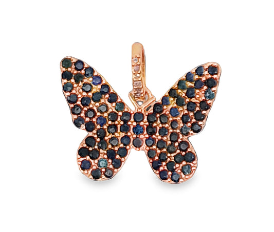 Blue Sapphire & Diamond Butterfly Pendant