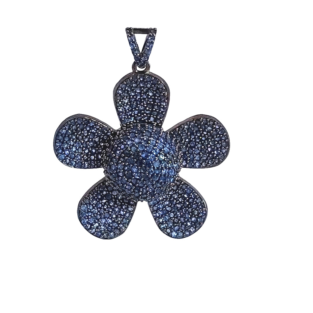 Flower Blue Sapphire Stone Pendant