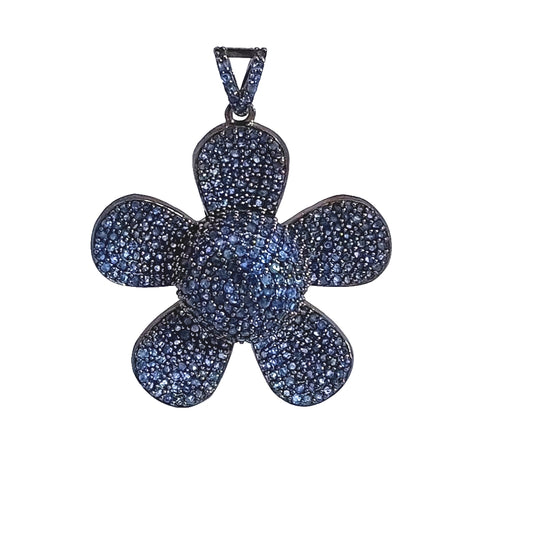 Flower Blue Sapphire Stone Pendant