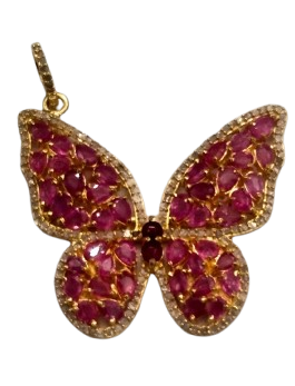 Diamond Butterfly and Ruby Pendant