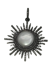 Sun Diamond and Pearl Pendant