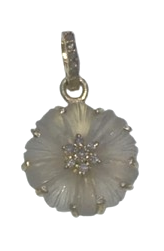 Frosted Crystal Flower with Diamond Flower Pendant