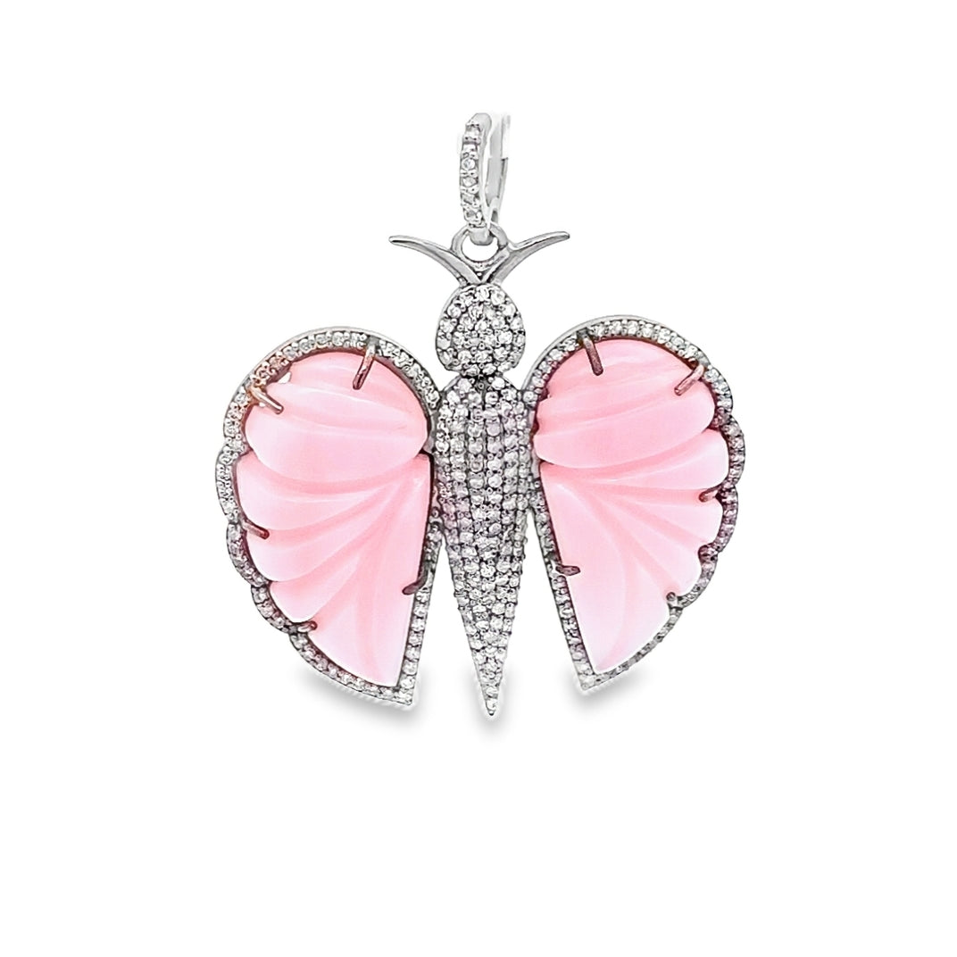 PINK OPAL DIAMOND BUTTERFLY PENDANT