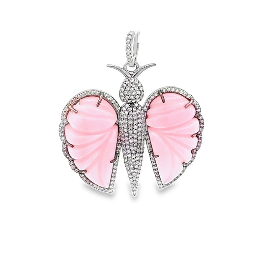 PINK OPAL DIAMOND BUTTERFLY PENDANT
