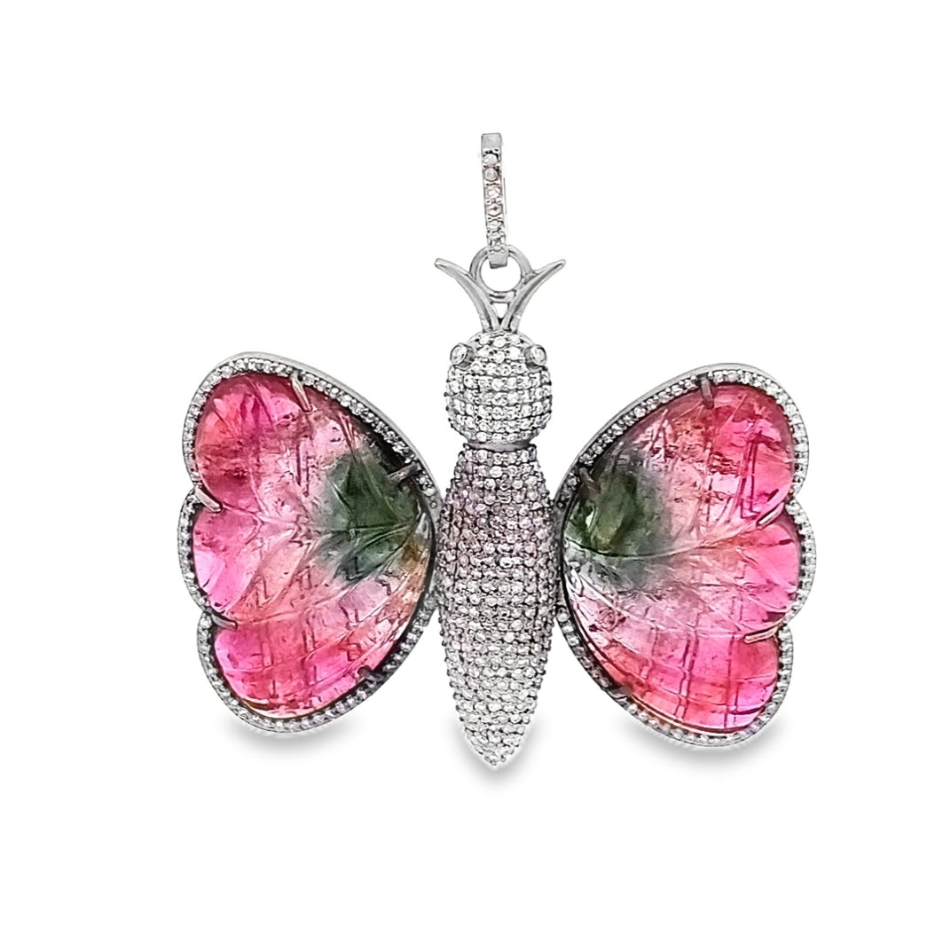 TOURMALINE AND DIAMOND BUTTERFLY PENDANT