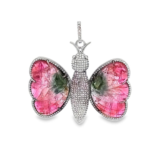 TOURMALINE AND DIAMOND BUTTERFLY PENDANT