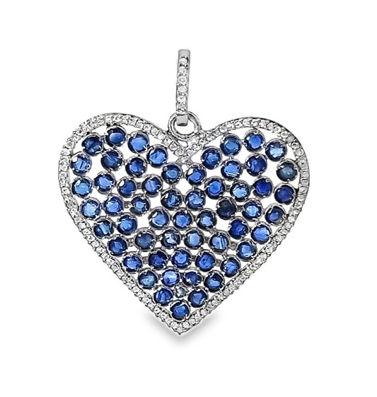 Sapphire Diamond  Heart Pendant