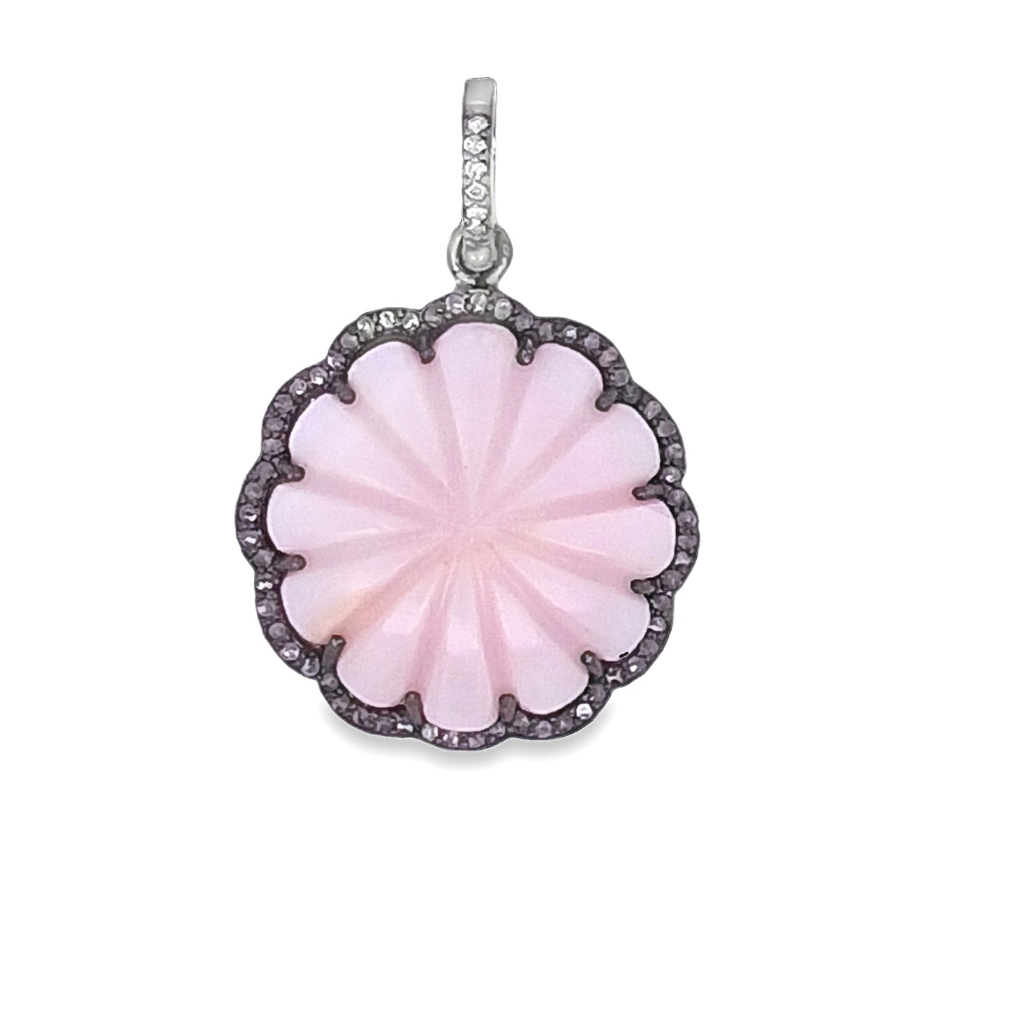 ROUND DIAMOND PINK OPAL PENDANT