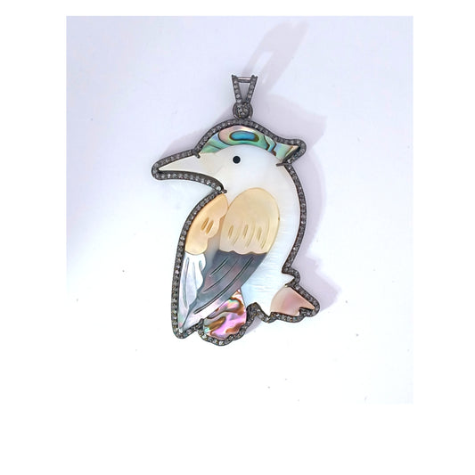 Diamond and Pearl Bird Pendant