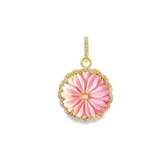 PINK OPAL DIAMOND FLOWER PENDANT