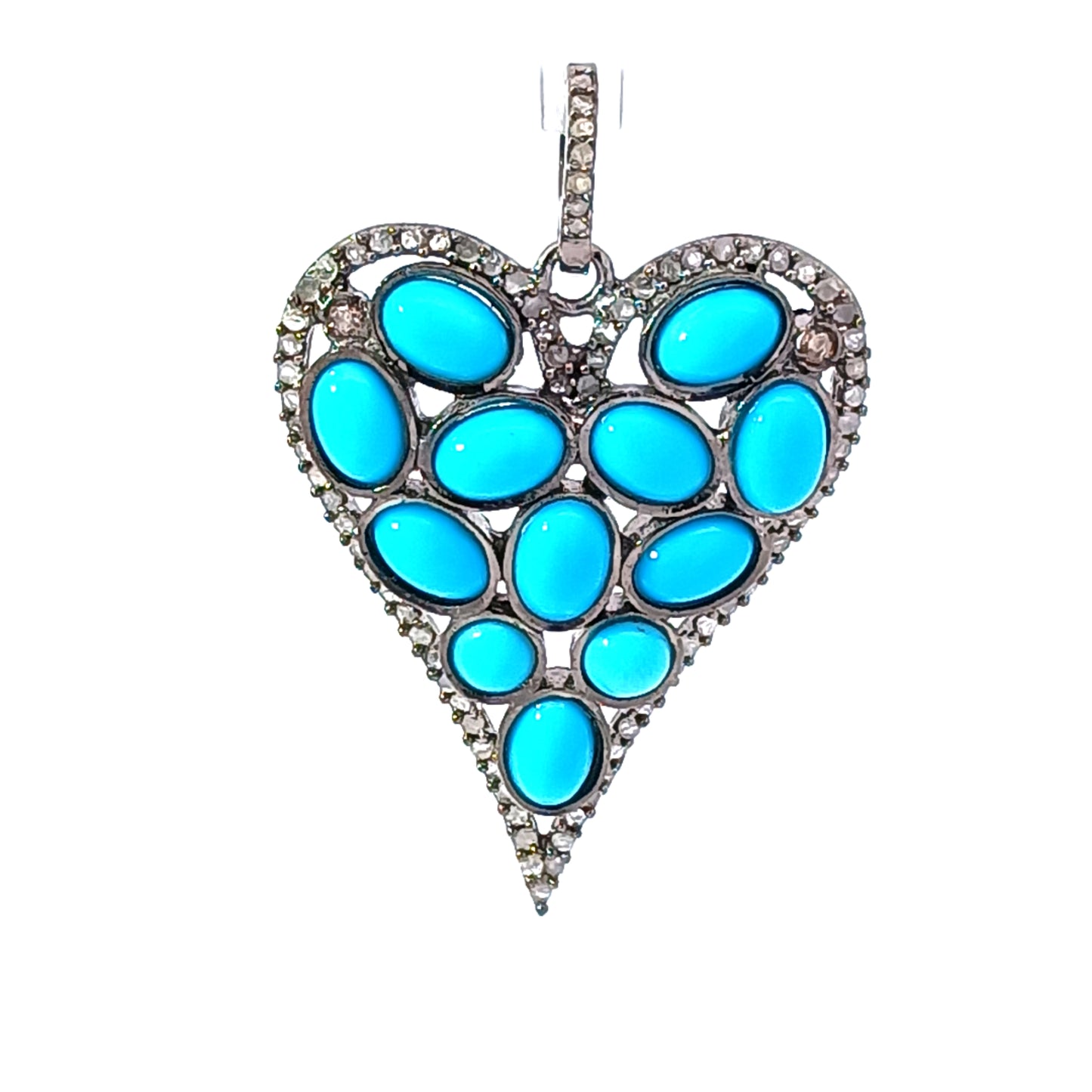 Turquoise Diamond Heart Pendant