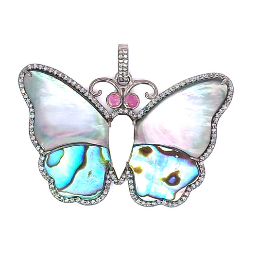 Gemstone Diamond Butterfly Pendant