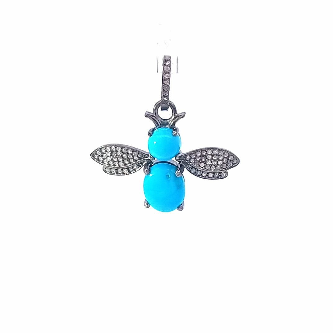 Turquoise and Diamond Bee Charm