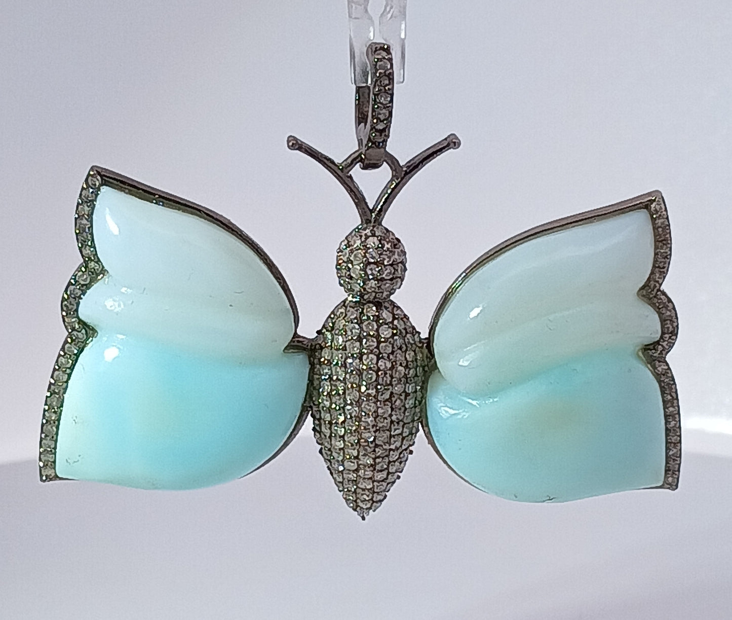 Opal And Diamond Butterfly Pendant
