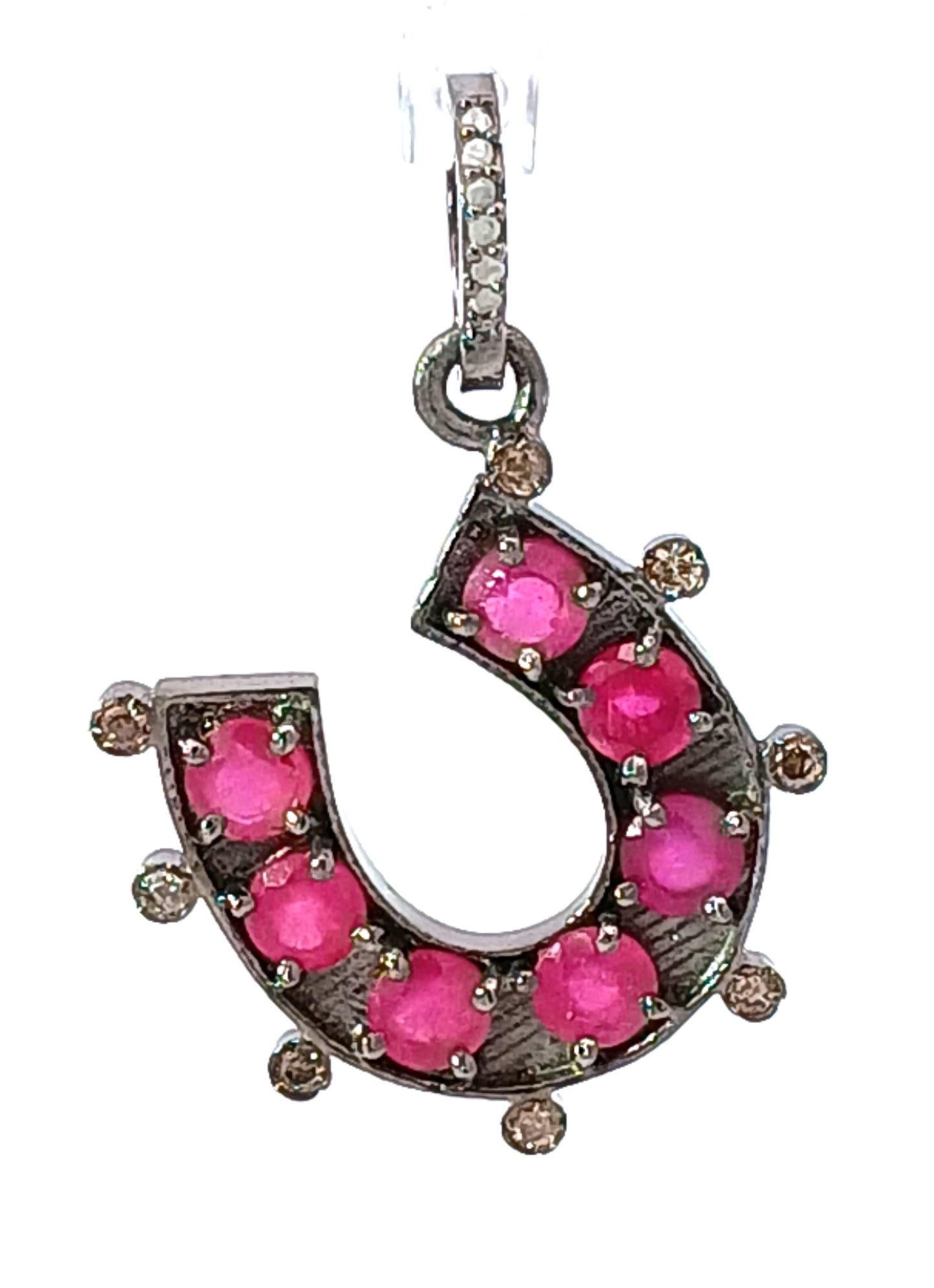 Small Horse Shoe Diamond & Gemstone Charm