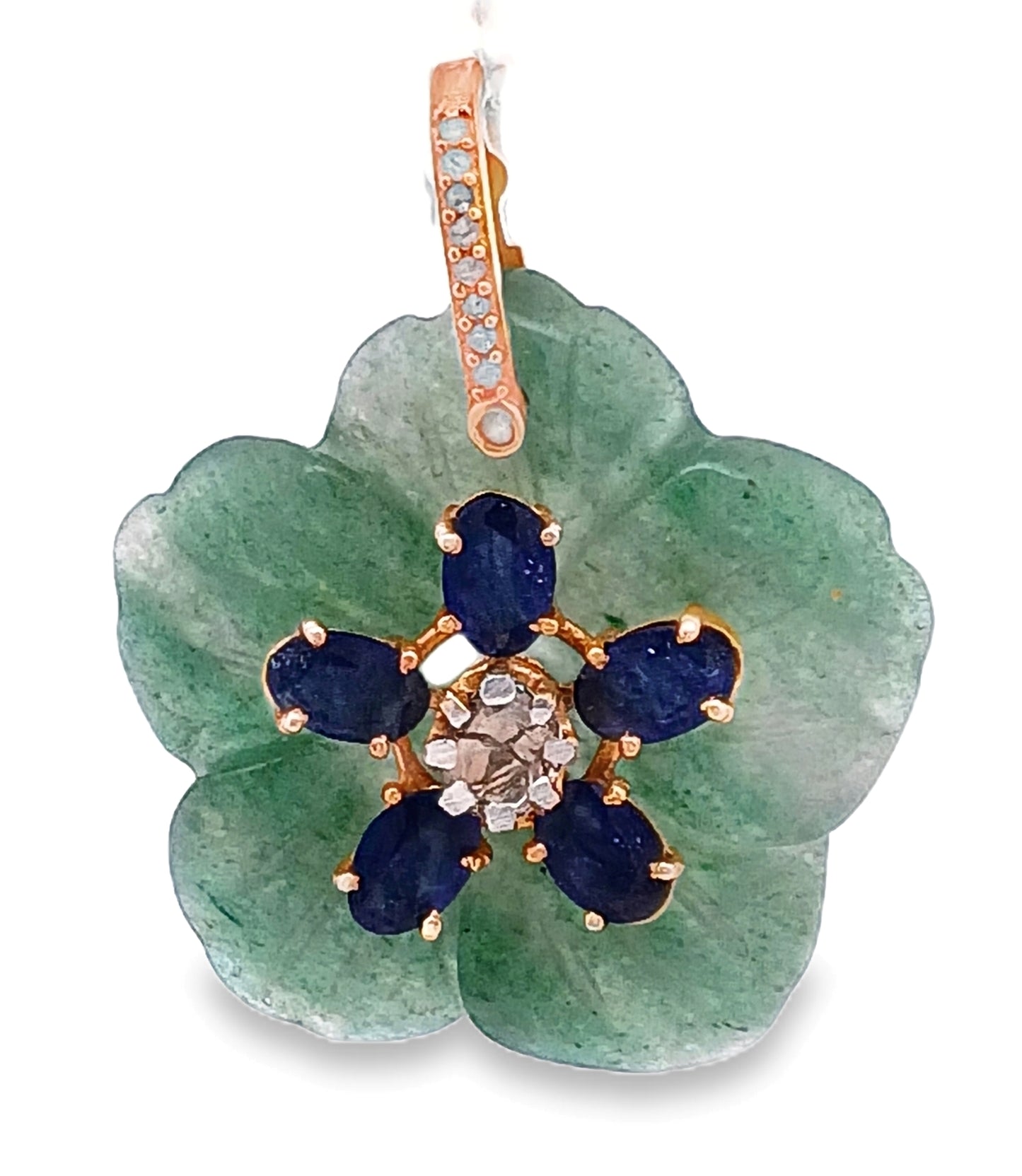 Polki Diamond & Amethyst Ruby/Blue Sapphire Flower Pendant