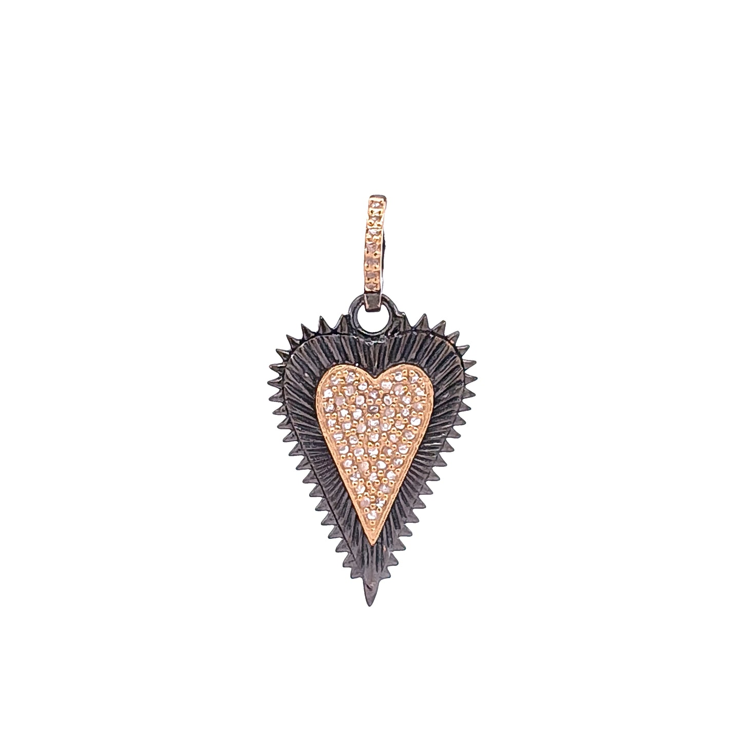 Pave Two Tone Heart Charm