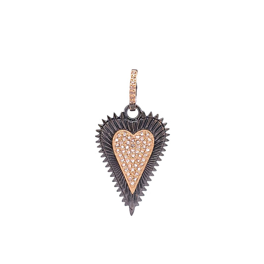 Pave Two Tone Heart Charm