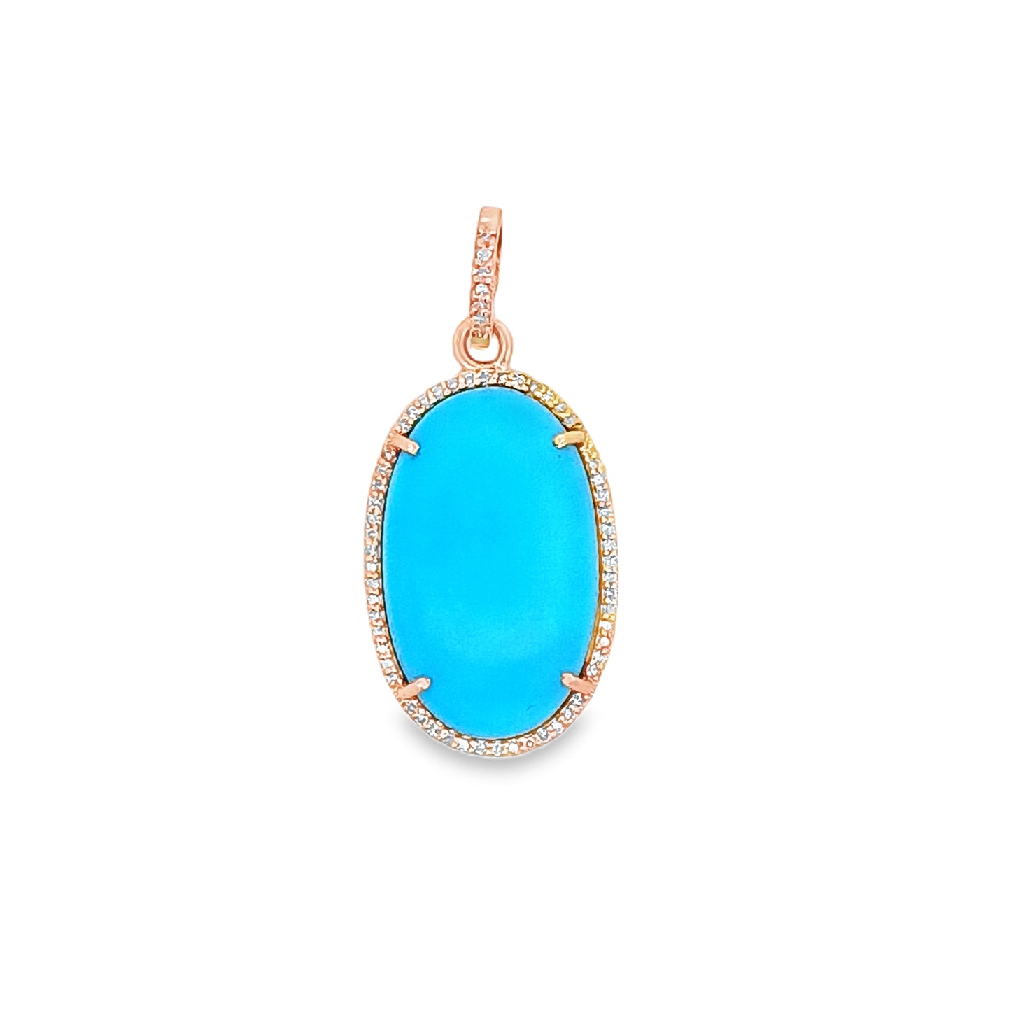 Oval Diamond & Turquoise Pendant