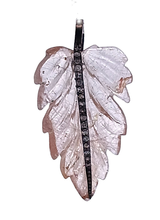 Diamond & Stone Leaf Pendant