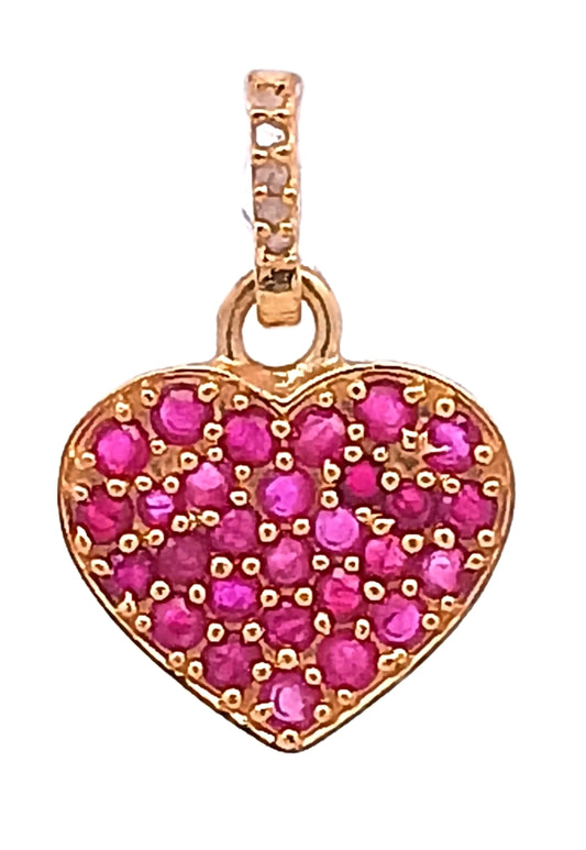 Small Ruby and Diamond Heart Charm