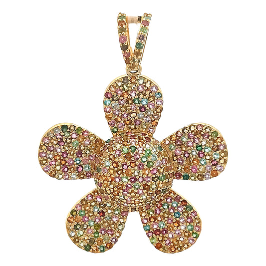 Multi Tourmaline Flower Pendant