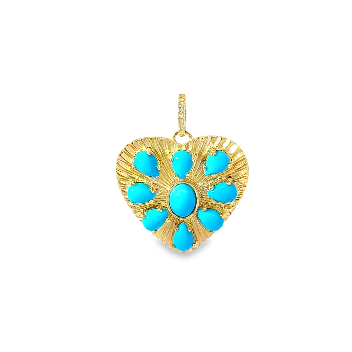 Turquoise Heart and Diamond Pendant