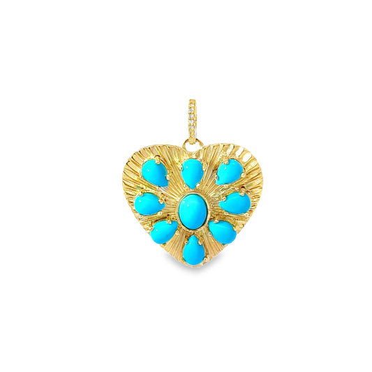 Turquoise Heart and Diamond Pendant