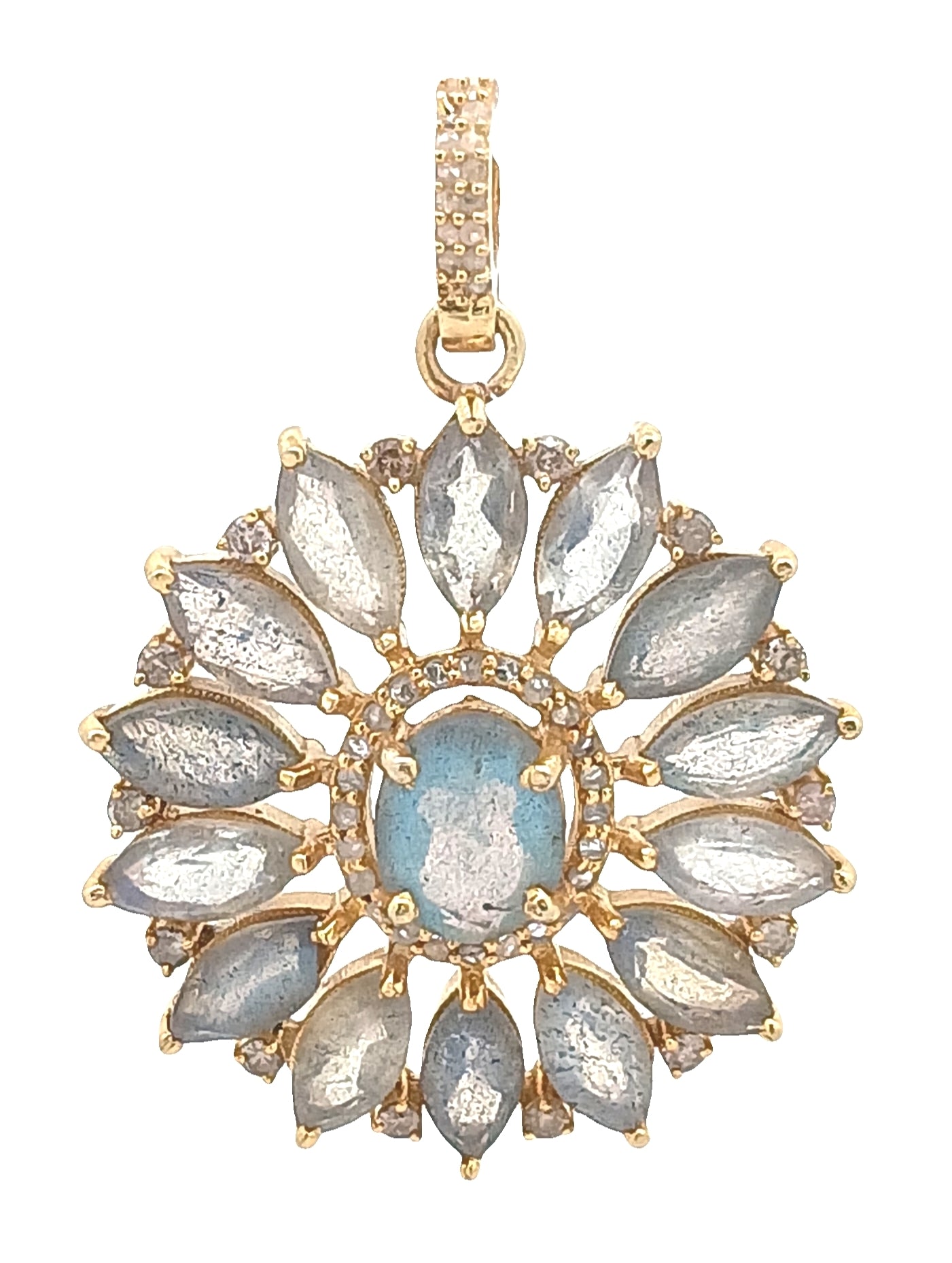 Diamond & Labradorite Flower Pendant