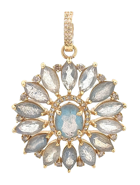 Diamond & Labradorite Flower Pendant