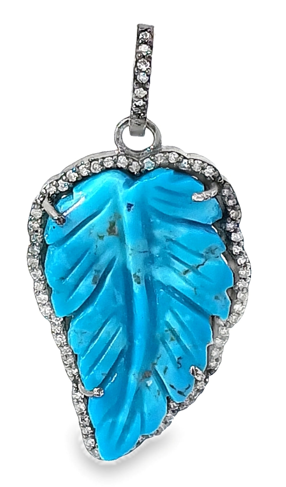 Diamond & Turquoise Leaf Pendant