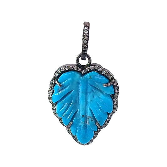 Diamond & Turquoise Leaf Pendant