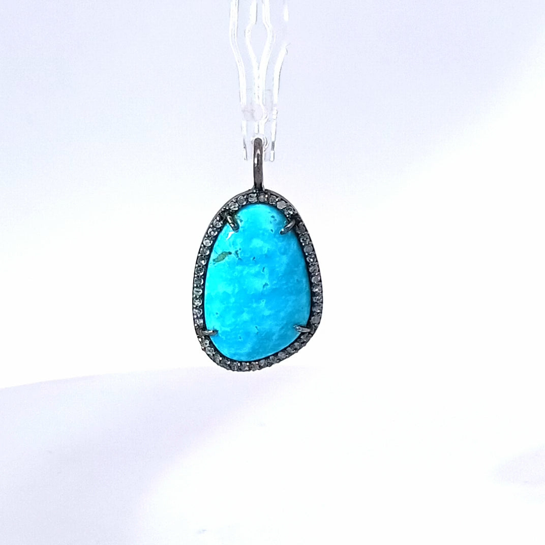 Turquoise and Diamond Pendant