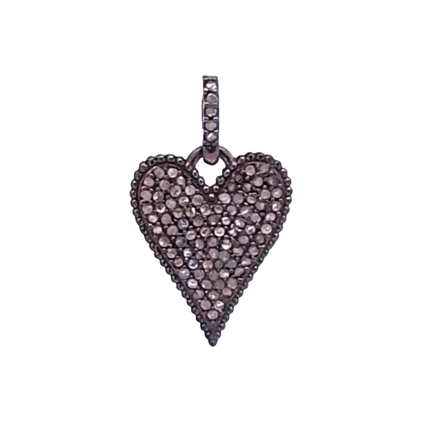 Small Pave Diamond Heart Charm