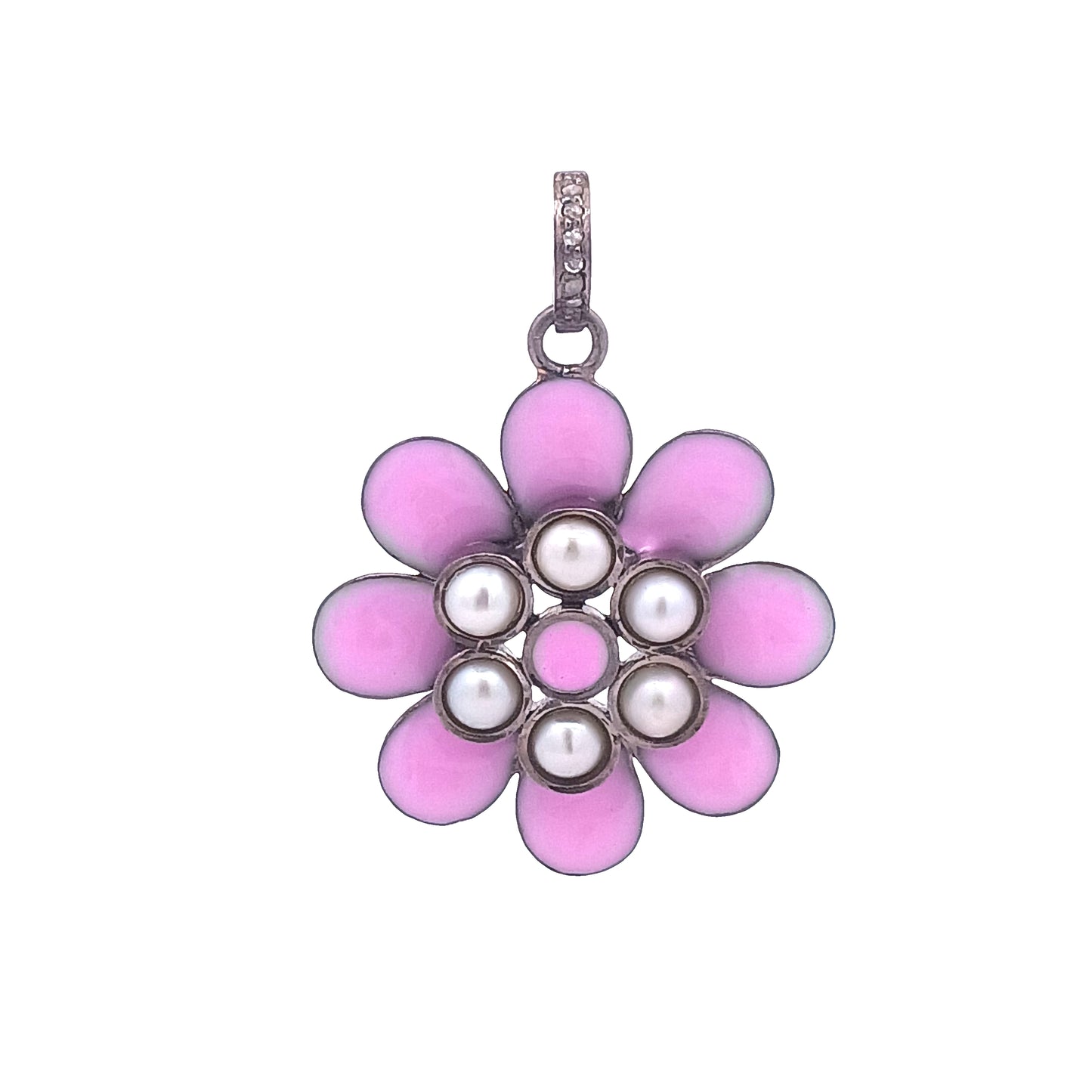 Enamel & Pearl Flower Pendant