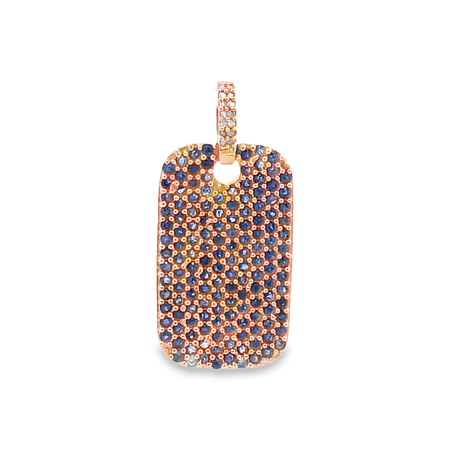 Diamond & Ruby and Blue Sapphire Dog Tag Pendant
