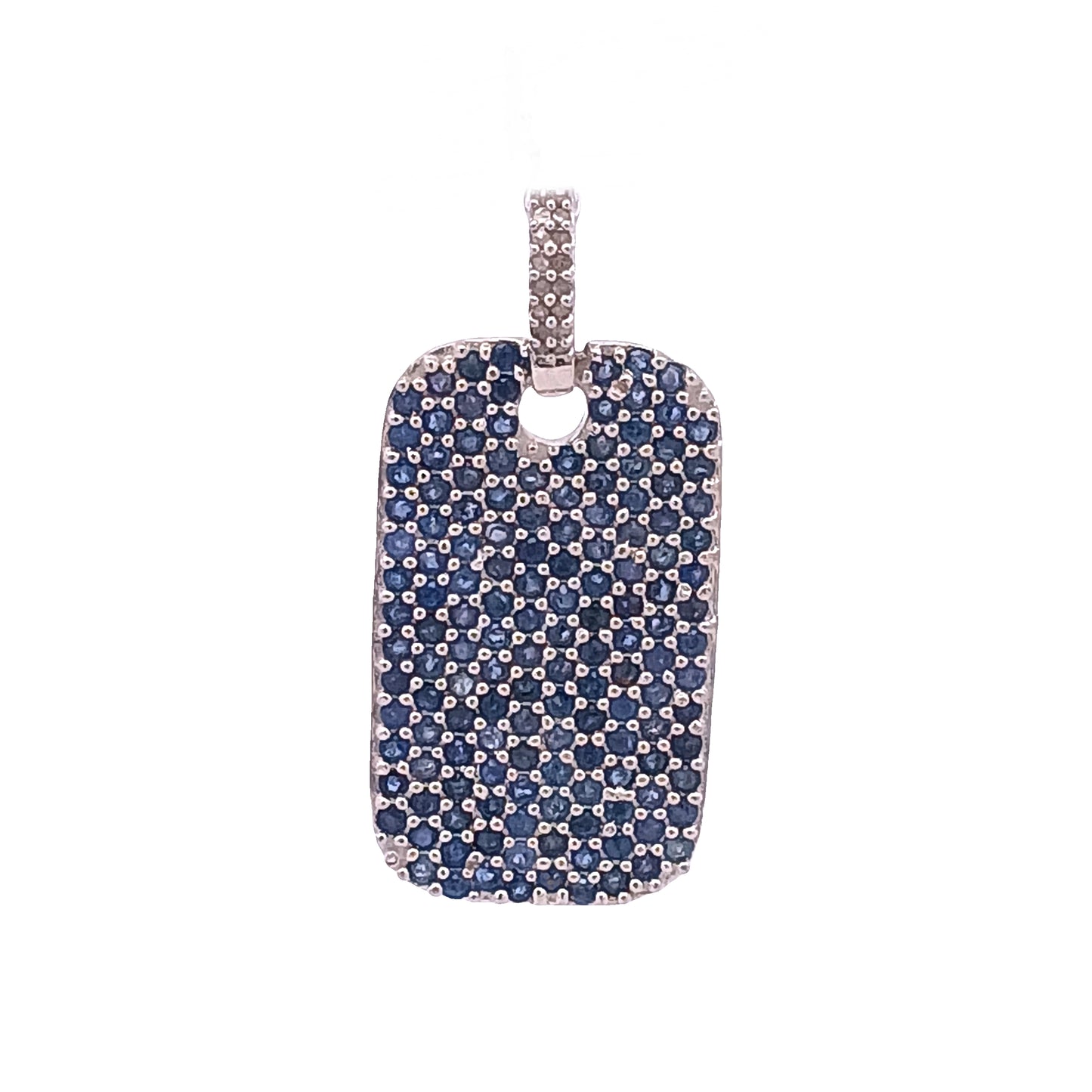 Diamond & Ruby and Blue Sapphire Dog Tag Pendant