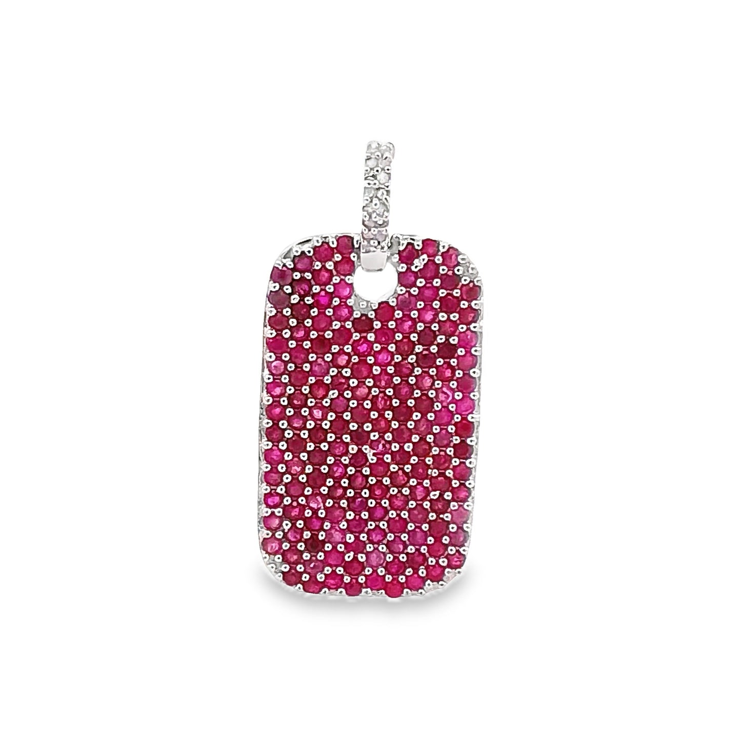 Diamond & Ruby and Blue Sapphire Dog Tag Pendant