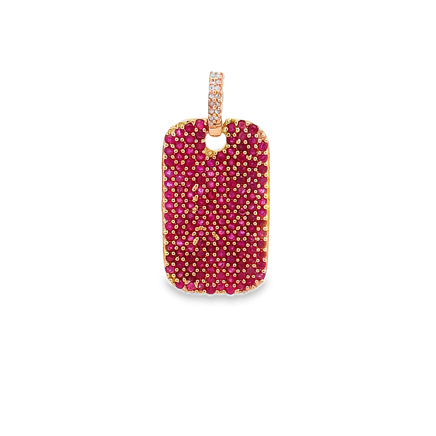 Diamond & Ruby and Blue Sapphire Dog Tag Pendant