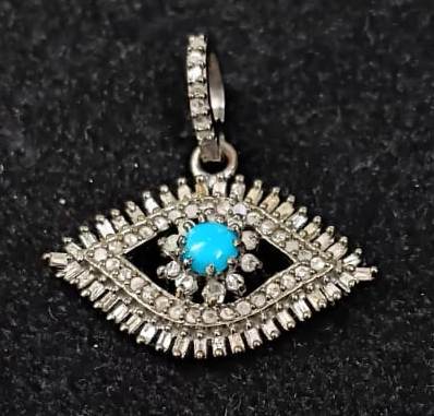 Diamond Evil Eye and Turquoise Charm