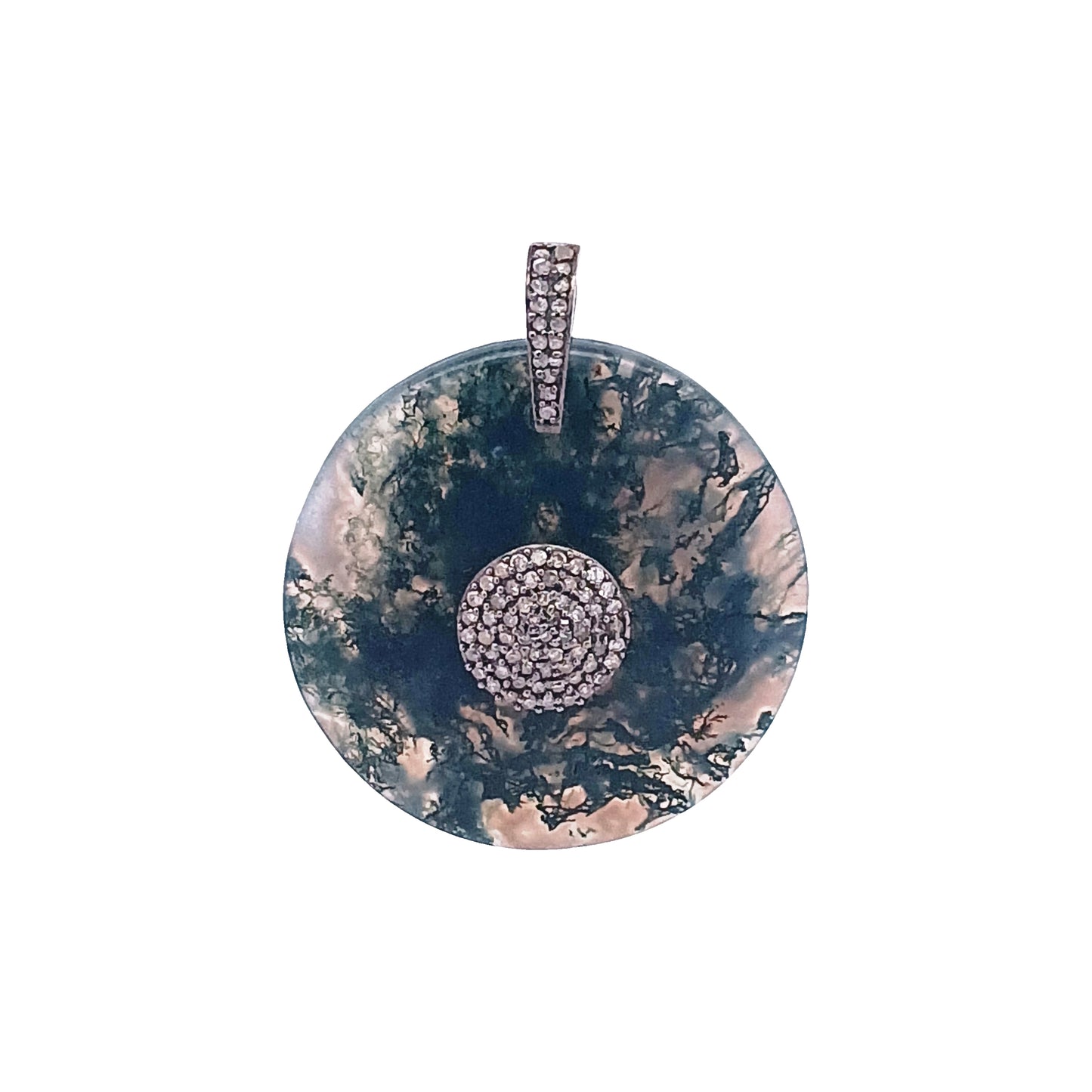 Diamond & Moss Agate Pendant